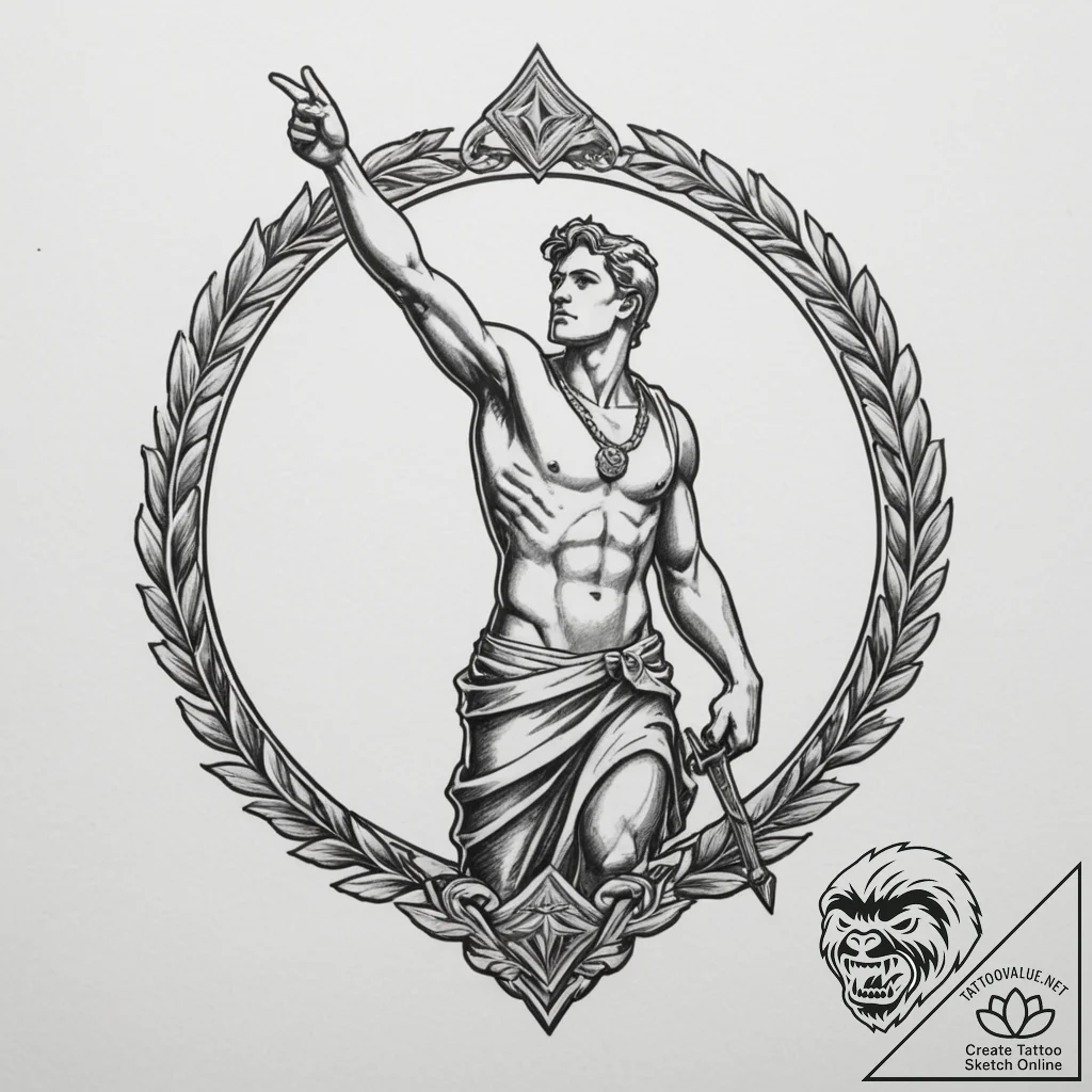 Tattoo design a stylized "victory royale" ban... - tattoo sketch (№1754895699_0, 11.08.2025 07:01) — tattoovalue.net