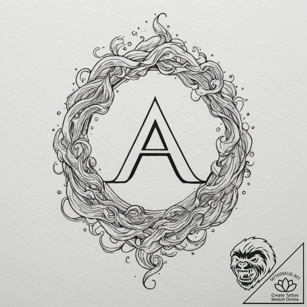 Tattoo sketch aquarius's wavy glyph, flowing... - tattoo sketch (№1754896095_0, 11.08.2025 07:08) — tattoovalue.net