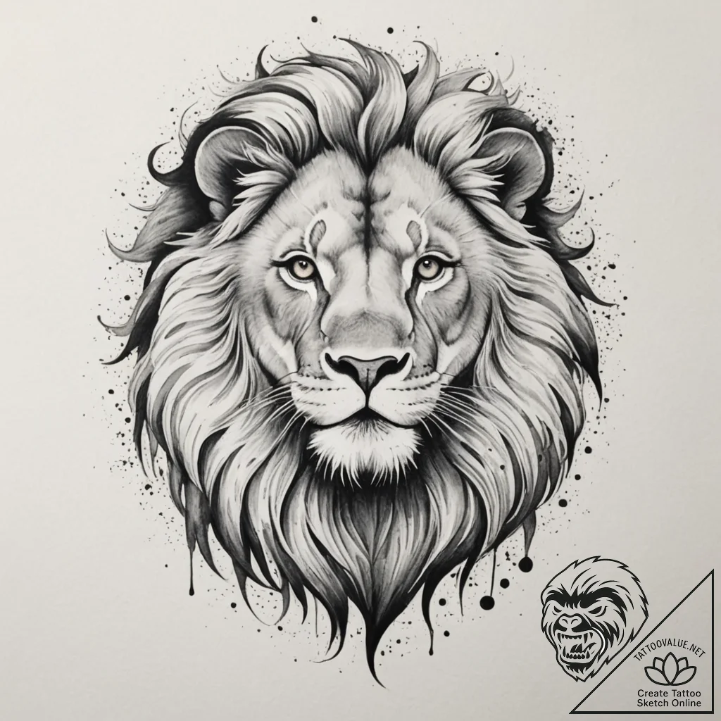 Tattoo sketch a subtle leo lion outline, with... - tattoo sketch (№1754896291_0, 11.08.2025 07:11) — tattoovalue.net