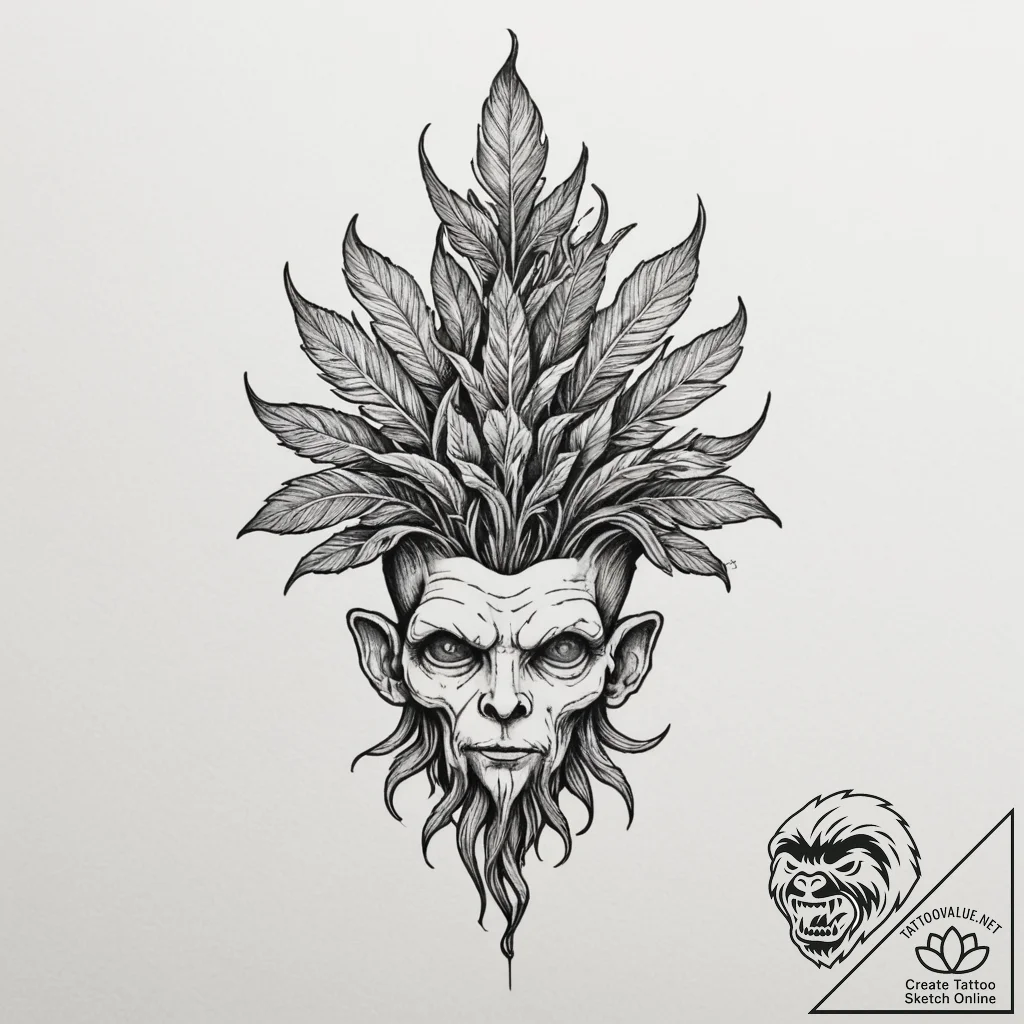 Mandrake root, tattoo sketch design, black ou... - tattoo sketch (№1754897084_0, 11.08.2025 07:24) — tattoovalue.net