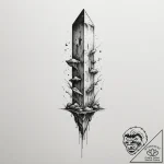 Floating data monolith, ink illustration for… – tattoo sketch (№1754898273_0, 11.08.2025 07:44) — tattoovalue.net