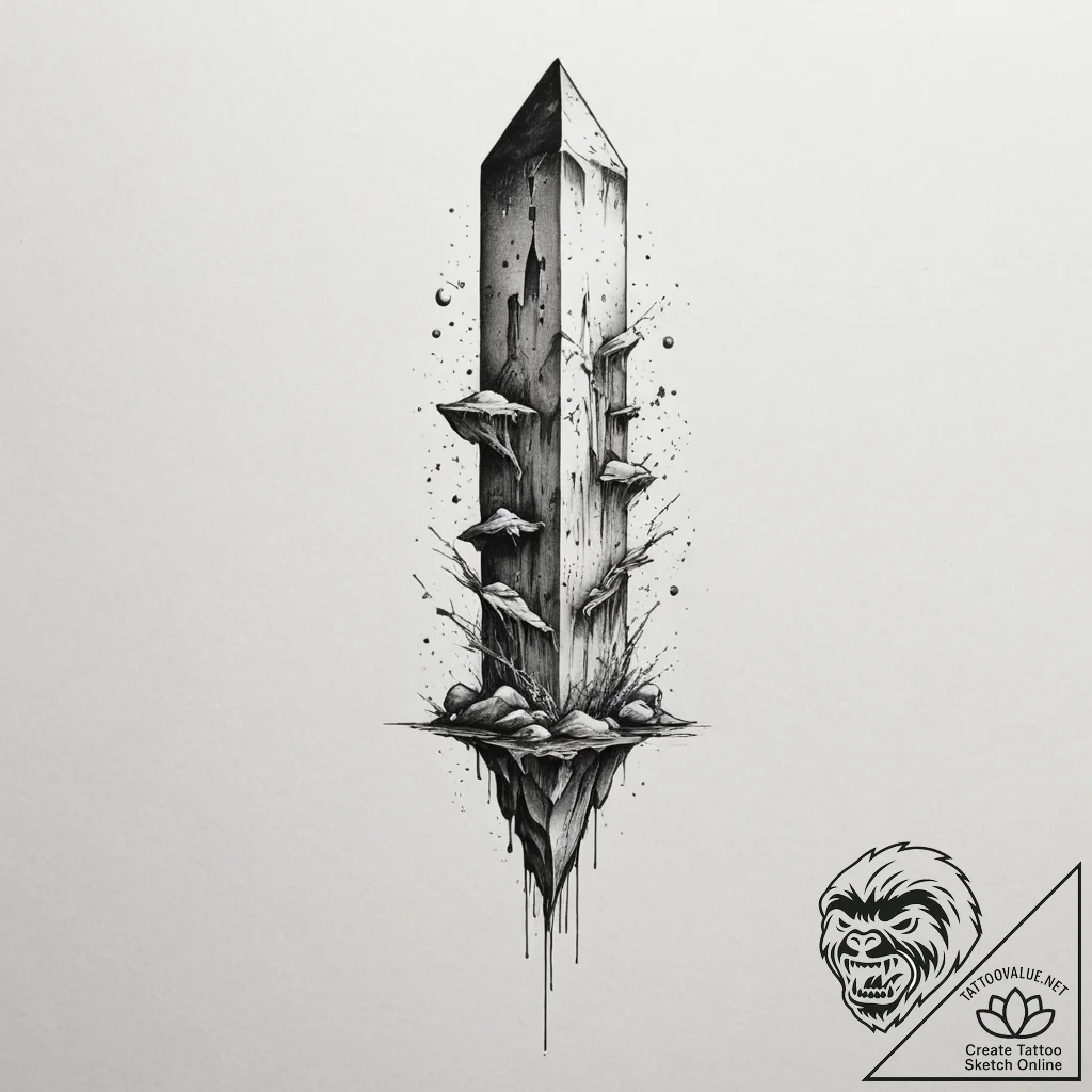 Floating data monolith, ink illustration for... - tattoo sketch (№1754898273_0, 11.08.2025 07:44) — tattoovalue.net
