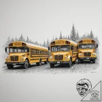 A row of yellow school buses parked in a lot…. – tattoo sketch (№1754898869_0, 11.08.2025 07:54) — tattoovalue.net