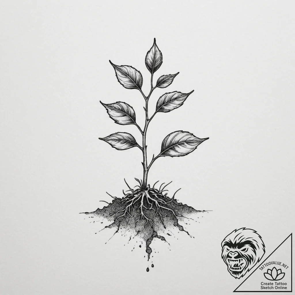 Tattoo sketch a small sprout emerging from cr... - tattoo sketch (№1754900263_0, 11.08.2025 08:17) — tattoovalue.net