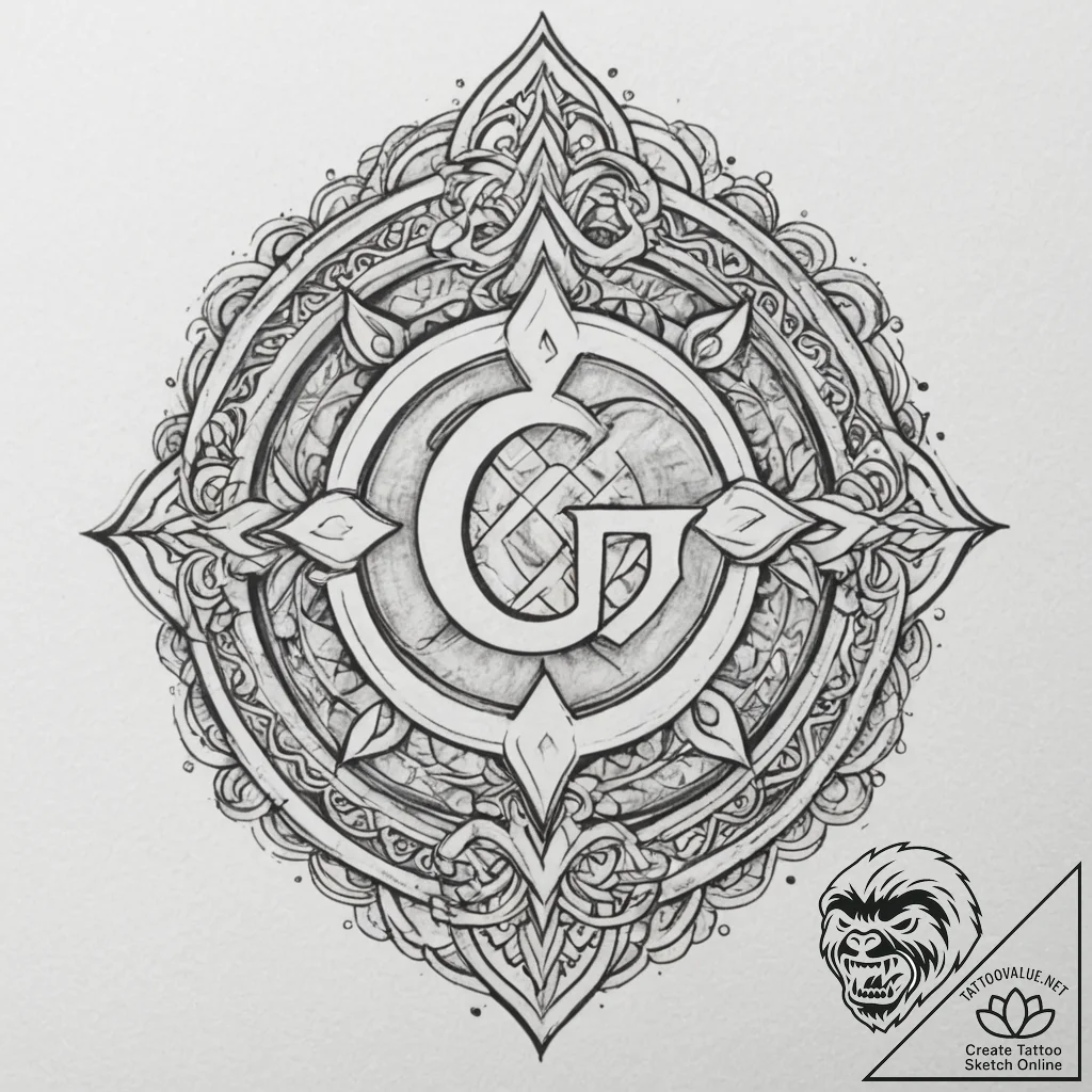 Tattoo design a stylized "gg" good game symbo... - tattoo sketch (№1754900660_0, 11.08.2025 08:24) — tattoovalue.net