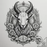 Tattoo design a capricorn goat-fish with the… – tattoo sketch (№1754901253_0, 11.08.2025 08:34) — tattoovalue.net