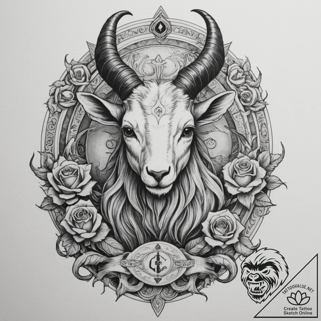 Tattoo design a capricorn goat-fish with the... - tattoo sketch (№1754901253_0, 11.08.2025 08:34) — tattoovalue.net