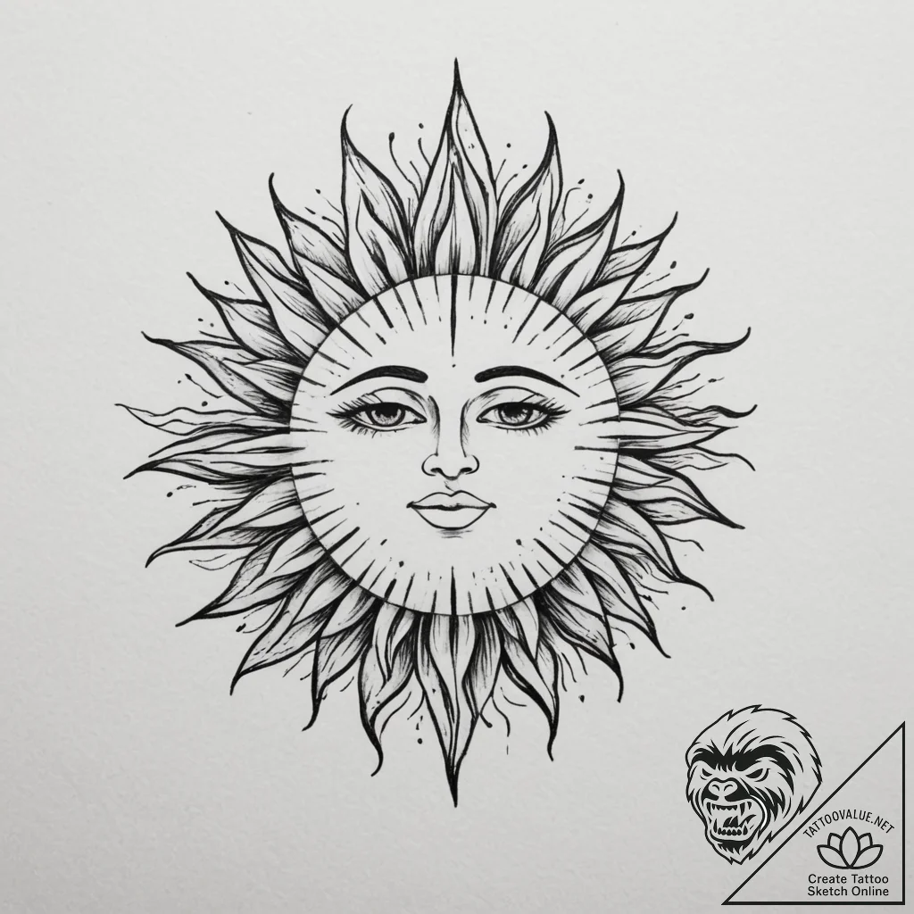 Tattoo sketch: a stylized representation of a... - tattoo sketch (№1754901651_0, 11.08.2025 08:40) — tattoovalue.net