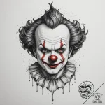 Clown, tattoo line art, dotwork shading, stip… – tattoo sketch (№1754901848_0, 11.08.2025 08:44) — tattoovalue.net