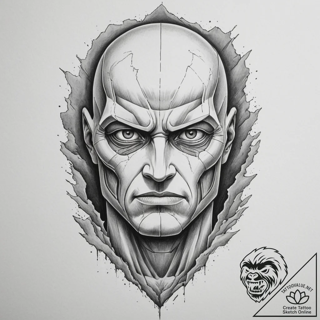 The colossal titan peeking over a wall, tatto... - tattoo sketch (№1754902244_0, 11.08.2025 08:50) — tattoovalue.net