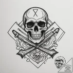 Tattoo design a floppy disk with a skull and… – tattoo sketch (№1754902641_0, 11.08.2025 08:57) — tattoovalue.net