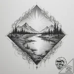 Tattoo design a flowing river of light connec… – tattoo sketch (№1754903038_0, 11.08.2025 09:03) — tattoovalue.net