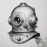 Antique diving helmet, ink illustration for t… – tattoo sketch (№1754904428_0, 11.08.2025 09:27) — tattoovalue.net