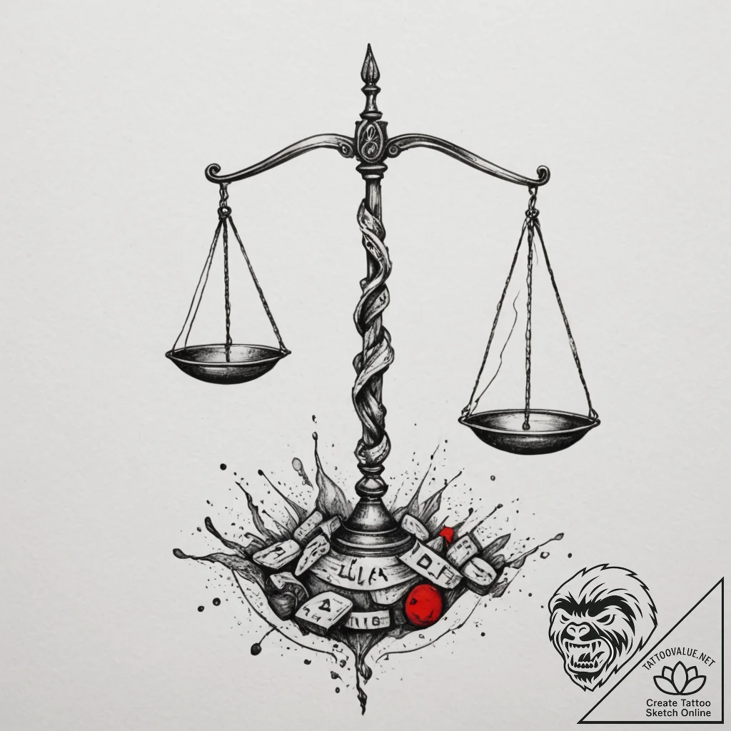 Tattoo sketch "i balance" text for libra, wit... - tattoo sketch (№1754904825_0, 11.08.2025 09:33) — tattoovalue.net