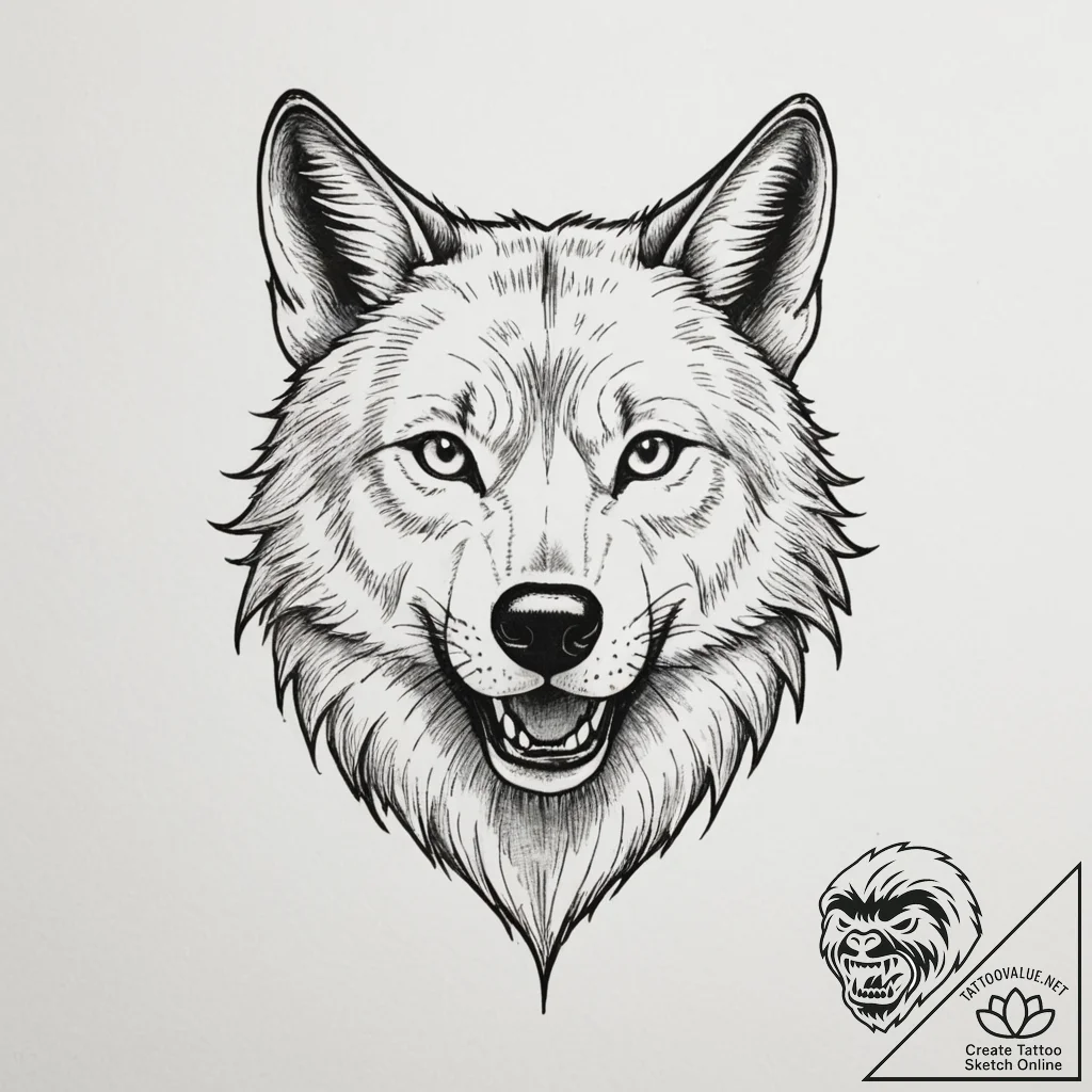 Wolf grin, tattoo flash sheet design, black o... - tattoo sketch (№1754905421_0, 11.08.2025 09:43) — tattoovalue.net