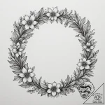 Tattoo design a floral wreath enclosing a per… – tattoo sketch (№1754905815_0, 11.08.2025 09:50) — tattoovalue.net