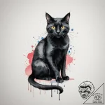 Black cat, ink illustration for tattoo, on a… – tattoo sketch (№1754907597_0, 11.08.2025 10:19) — tattoovalue.net