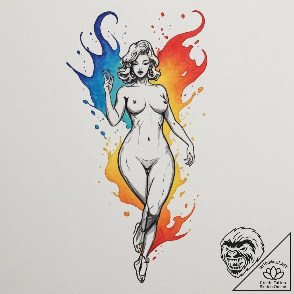 Tattoo sketch a simple, elegant human figure... - tattoo sketch (№1754907990_0, 11.08.2025 10:26) — tattoovalue.net