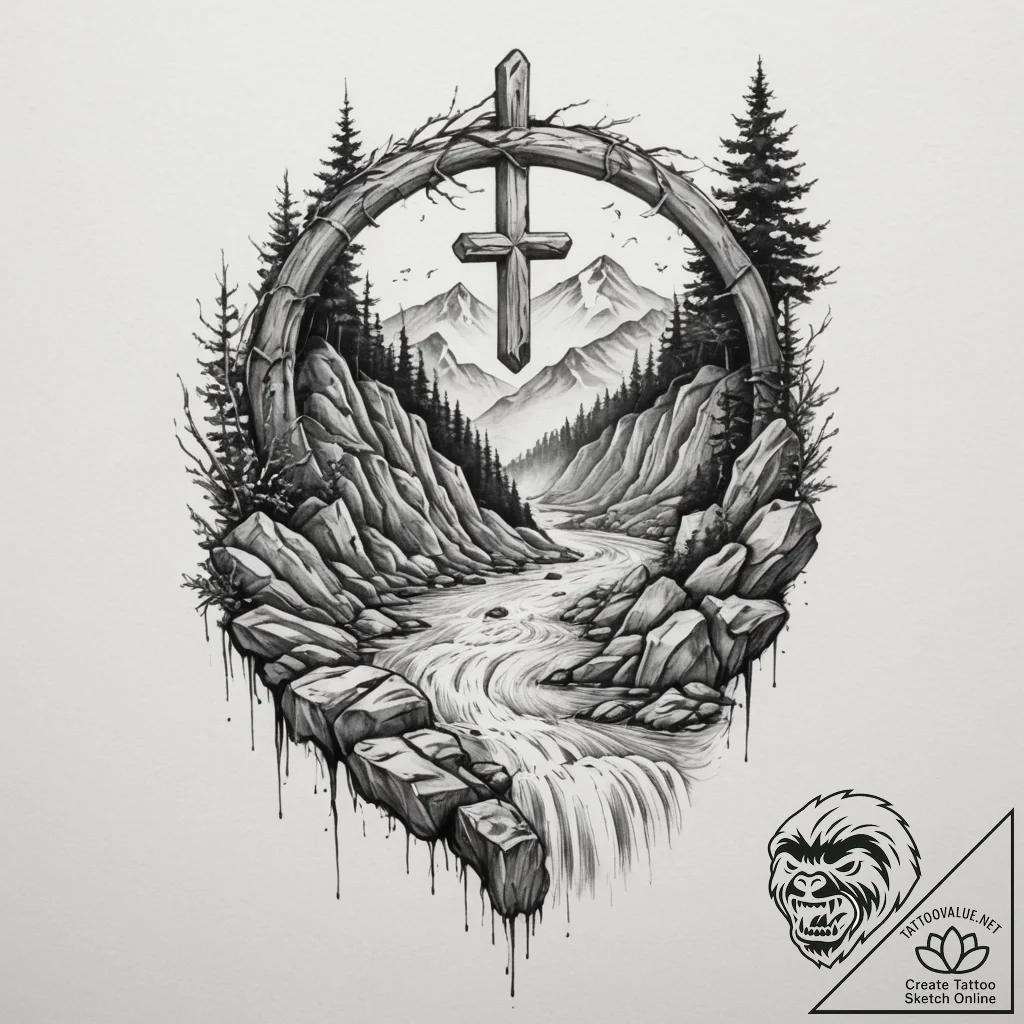 112. tattoo design: an "istok" rune integrate... - tattoo sketch (№1754908977_0, 11.08.2025 10:42) — tattoovalue.net