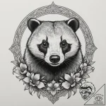 Badger, tattoo drawing outline, black and whi… – tattoo sketch (№1754909969_0, 11.08.2025 10:59) — tattoovalue.net