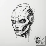 Tattoo sketch a broken robot head with wires… – tattoo sketch (№1754910164_0, 11.08.2025 11:02) — tattoovalue.net