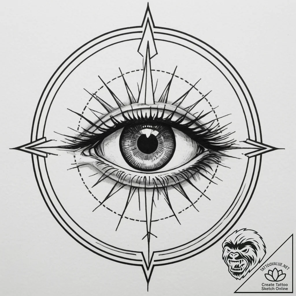 Tattoo sketch a focused eye with a target ret... - tattoo sketch (№1754912940_0, 11.08.2025 11:49) — tattoovalue.net