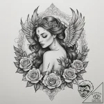 Sirin (mythical bird-woman), tattoo sketch de… – tattoo sketch (№1754913138_0, 11.08.2025 11:52) — tattoovalue.net