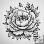 Peony, tattoo drawing outline, on a clean whi… – tattoo sketch (№1754913537_0, 11.08.2025 11:58) — tattoovalue.net