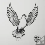 Dove, tattoo line art, bold outlines, thick l… – tattoo sketch (№1754913736_0, 11.08.2025 12:02) — tattoovalue.net