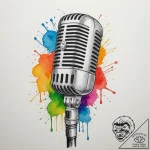 A close-up of a microphone in a recording stu… – tattoo sketch (№1754914532_0, 11.08.2025 12:15) — tattoovalue.net