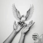 Tattoo design a pair of hands releasing a dov… – tattoo sketch (№1754914729_0, 11.08.2025 12:18) — tattoovalue.net