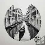 A single gondola gliding through a quiet vene… – tattoo sketch (№1754914925_0, 11.08.2025 12:22) — tattoovalue.net