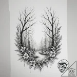 Tattoo design a lush fantasy forest with glow… – tattoo sketch (№1754915918_0, 11.08.2025 12:38) — tattoovalue.net