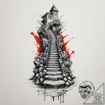 Stairway leading to a submerged city, tattoo… – tattoo sketch (№1754916113_0, 11.08.2025 12:41) — tattoovalue.net