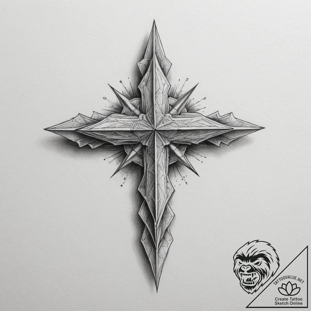 Origami, tattoo sketch design, realistic blac... - tattoo sketch (№1754916511_0, 11.08.2025 12:48) — tattoovalue.net