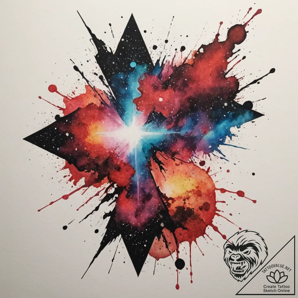 Tattoo design a cosmic nebula in watercolor,... - tattoo sketch (№1754917892_0, 11.08.2025 13:11) — tattoovalue.net
