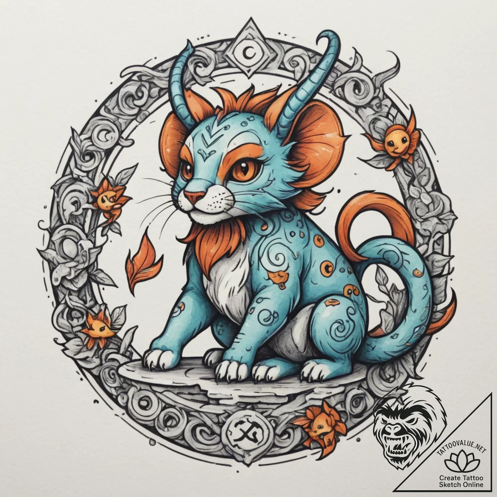 Tattoo design a cartoon version of the zodiac... - tattoo sketch (№1754919053_0, 11.08.2025 13:30) — tattoovalue.net