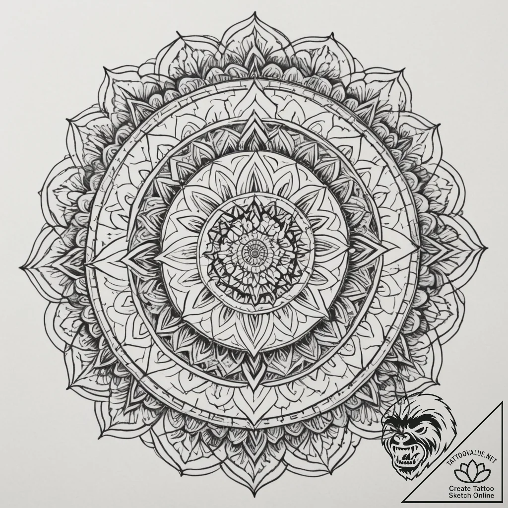 Mandala, artistic tattoo sketch, clean lines,... - tattoo sketch (№1754919252_0, 11.08.2025 13:34) — tattoovalue.net