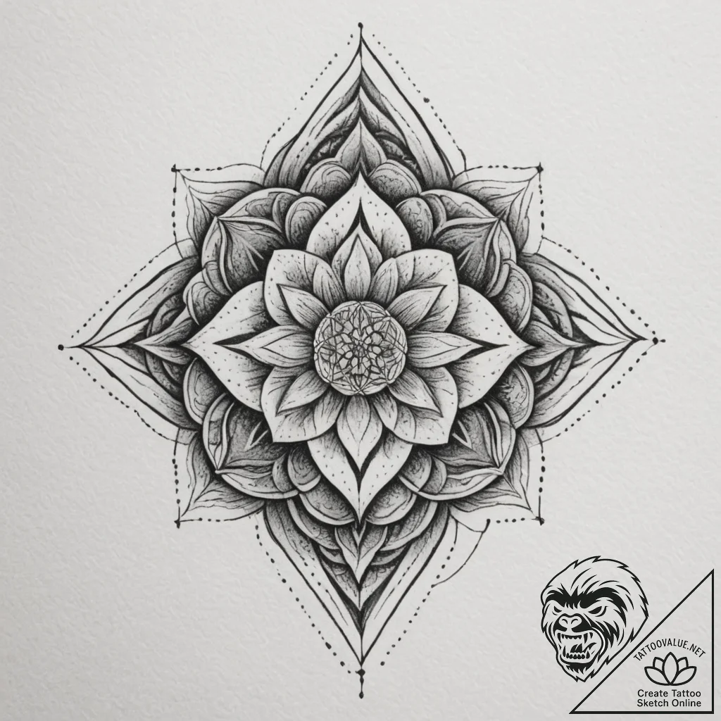 Tattoo design a sacred geometry pattern that... - tattoo sketch (№1754919649_0, 11.08.2025 13:40) — tattoovalue.net