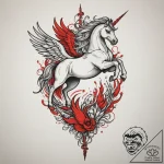A carousel of mythical creatures (griffin, un… – tattoo sketch (№1754919847_0, 11.08.2025 13:44) — tattoovalue.net