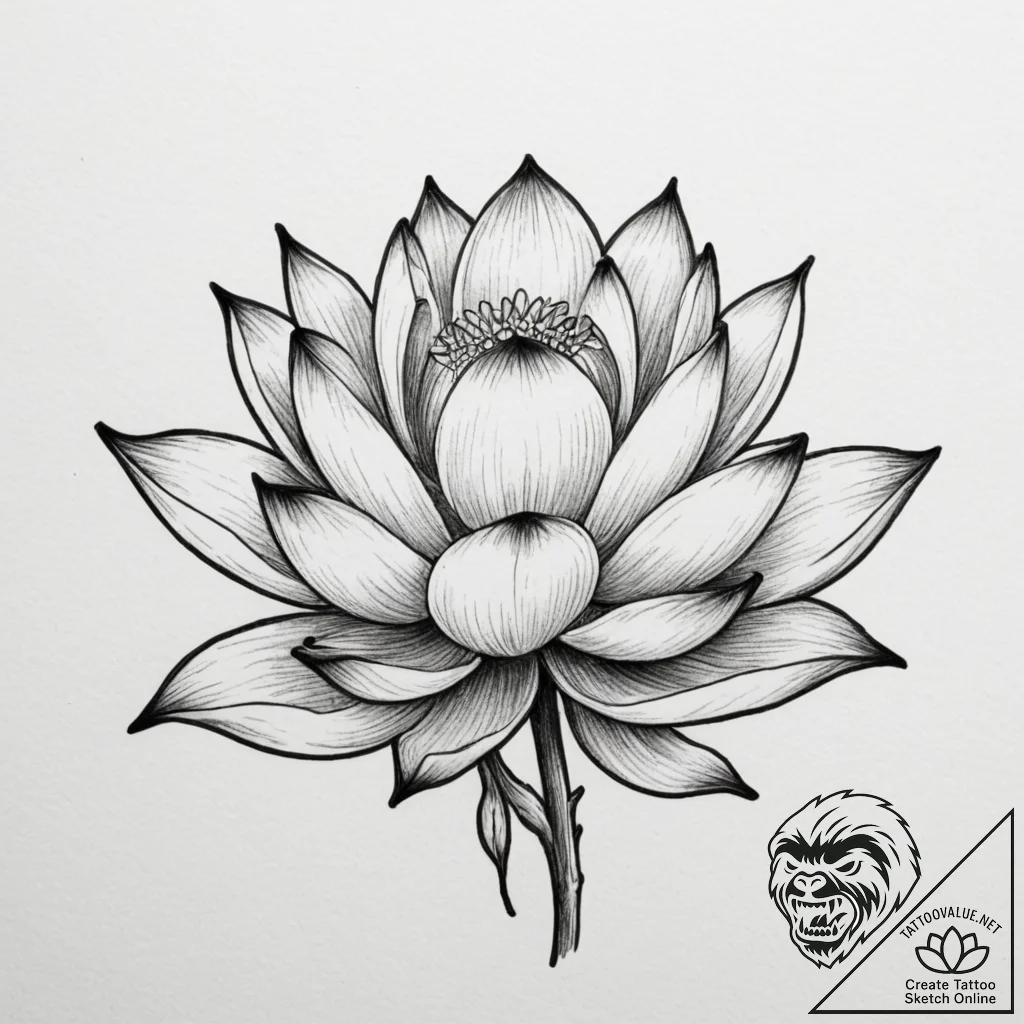 Tattoo sketch a lotus flower with two buds gr... - tattoo sketch (№1754920244_0, 11.08.2025 13:50) — tattoovalue.net
