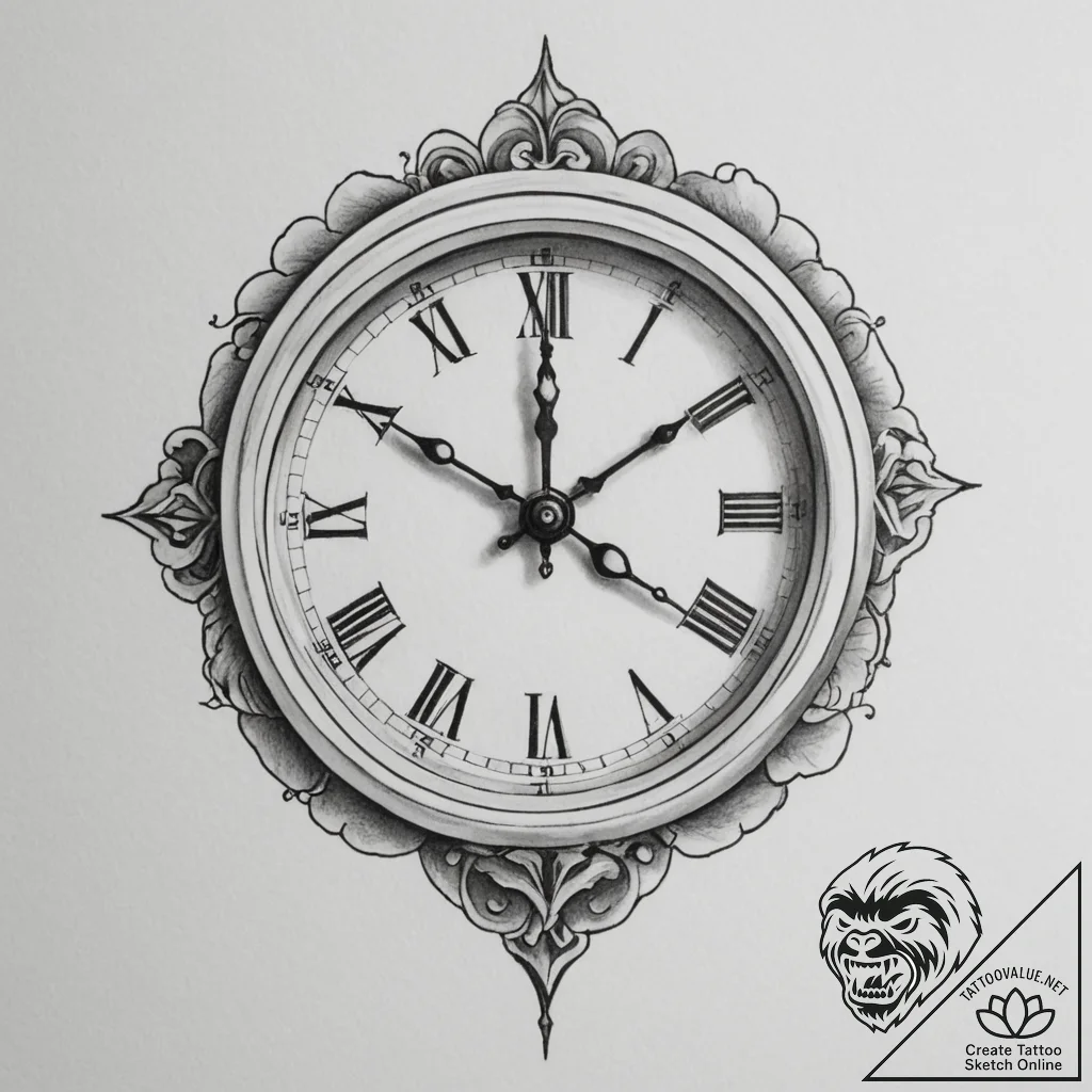 Clock - tattoo sketch (№1754921827_0, 11.08.2025 14:17) — tattoovalue.net