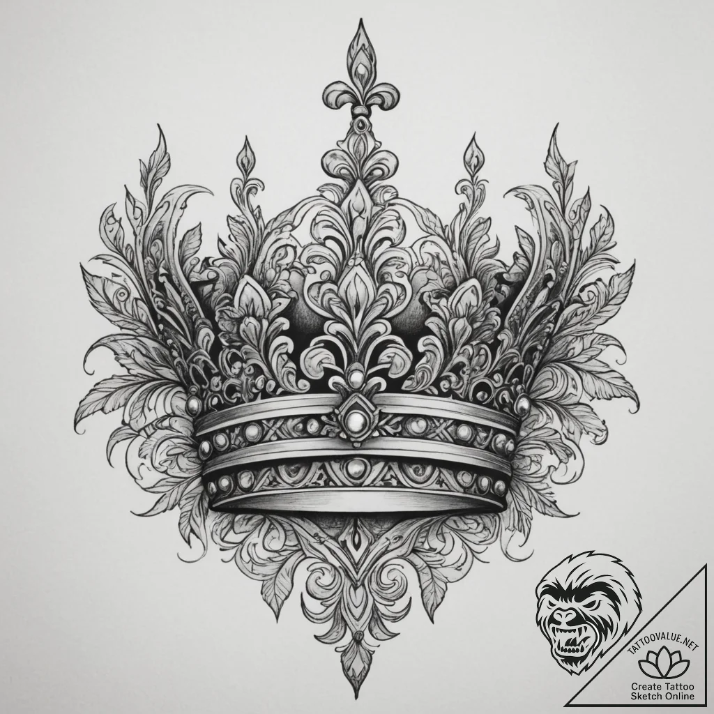 Tattoo design a stylized crown, simple yet po... - tattoo sketch (№1754923025_0, 11.08.2025 14:37) — tattoovalue.net