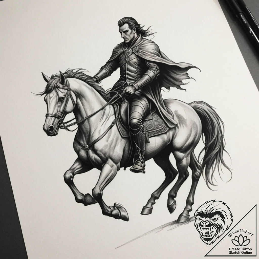 Headless horseman, tattoo sketch design, real... - tattoo sketch (№1754923225_0, 11.08.2025 14:40) — tattoovalue.net
