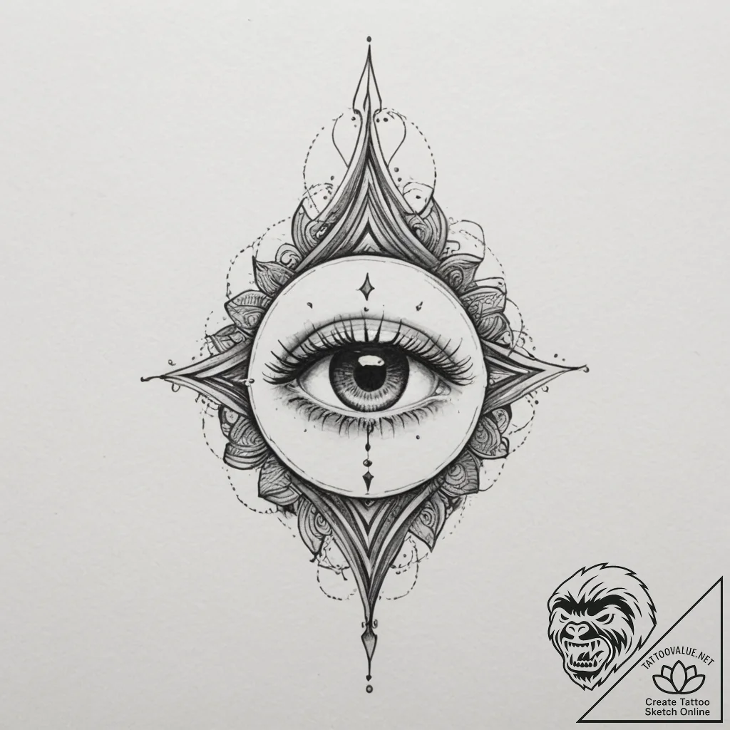 Tattoo design an eye of destiny on one partne... - tattoo sketch (№1754923430_0, 11.08.2025 14:43) — tattoovalue.net