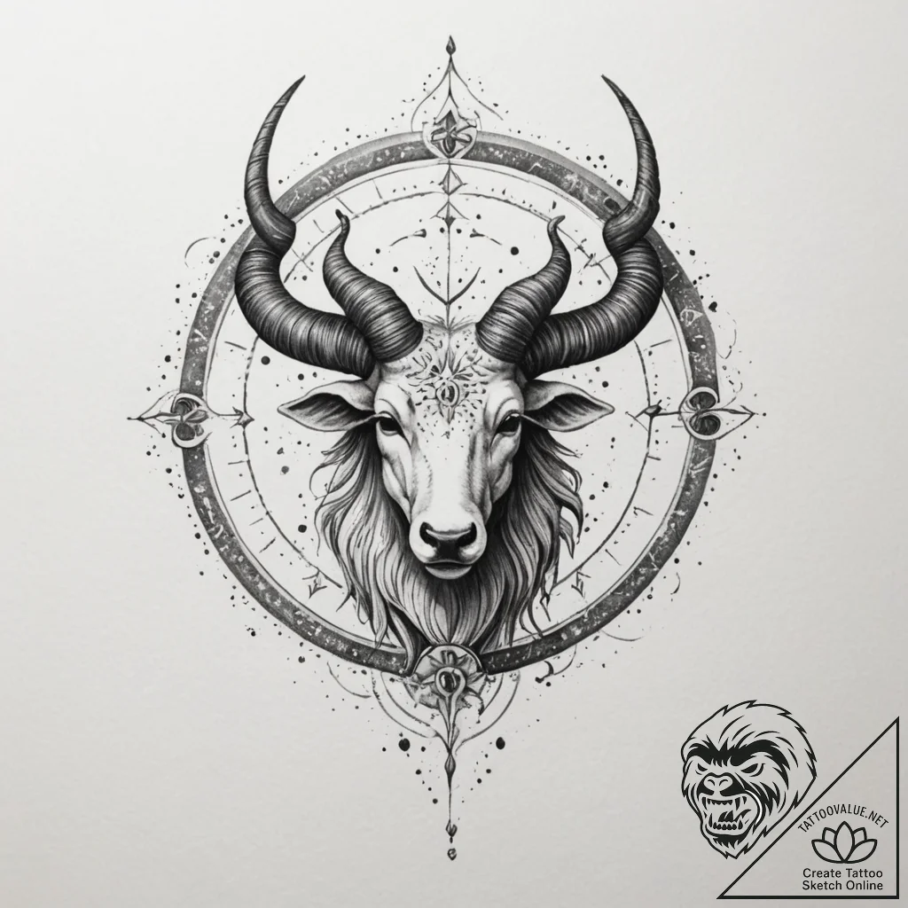 Tattoo design a zodiac symbol with a subtle g... - tattoo sketch (№1754924431_0, 11.08.2025 15:00) — tattoovalue.net
