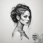 Cyberpunk, tattoo drawing outline, fine lines… – tattoo sketch (№1754925042_0, 11.08.2025 15:10) — tattoovalue.net