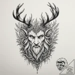 A slavic leshy (forest spirit), artistic tatt… – tattoo sketch (№1754925444_0, 11.08.2025 15:17) — tattoovalue.net