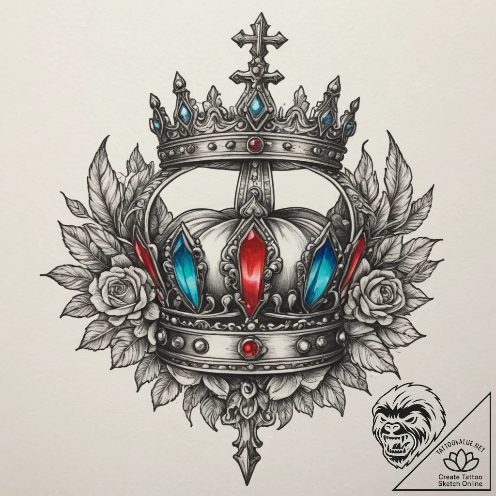 Tattoo design a king's crown on one, a queen'... - tattoo sketch (№1754926648_0, 11.08.2025 15:37) — tattoovalue.net