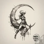 Tattoo design a crescent moon with a warrior’… – tattoo sketch (№1754927050_0, 11.08.2025 15:44) — tattoovalue.net